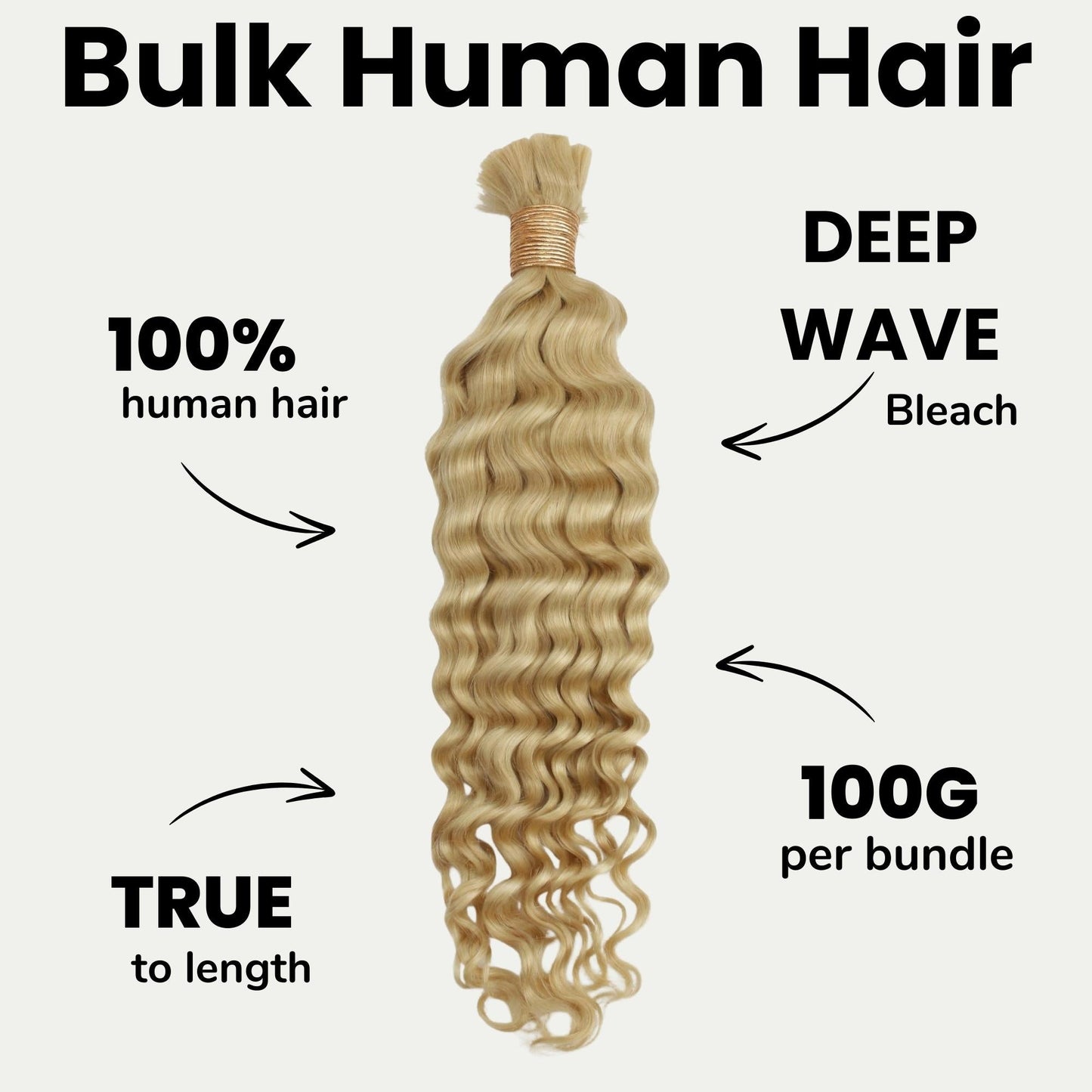 #613 Blonde, Deep Wave Bulk Braiding Hair