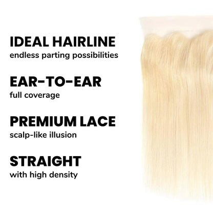 #613 Blonde Straight 13x4 Transparent Lace Human Hair Frontal