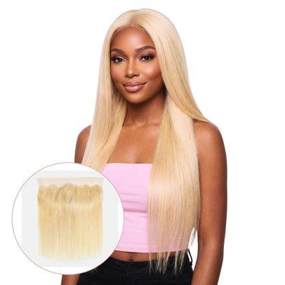 #613 Blonde Straight 13x4 Transparent Lace Human Hair Frontal