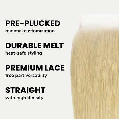 #613 Blonde Straight 4x4 Transparent Lace Hair Closure