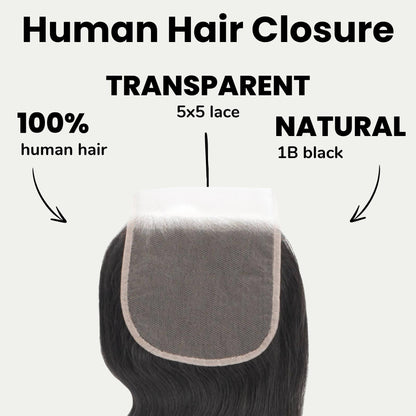 Body Wave 5x5 Transparent Lace Hair Closure