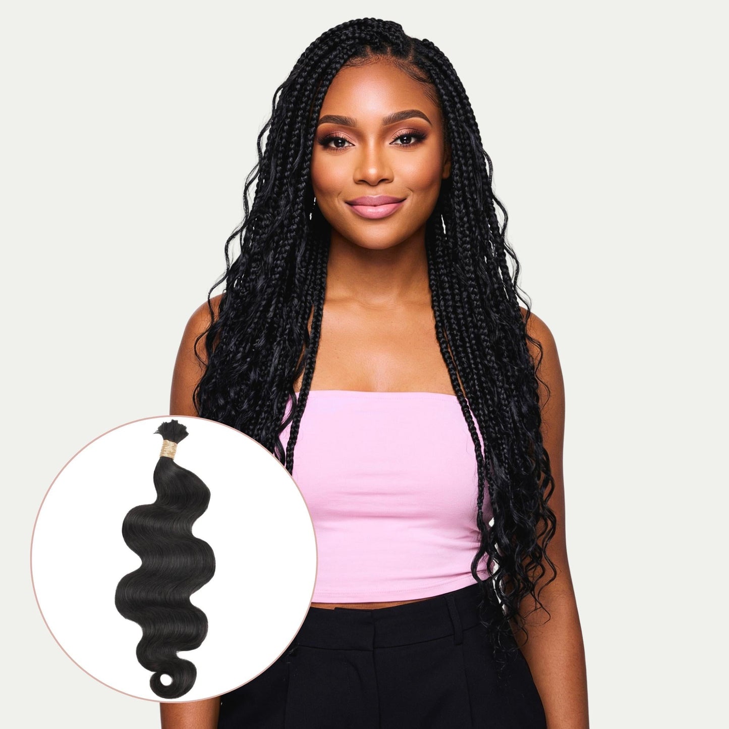 Natural 1B Body Wave Bulk Human Braiding Hair