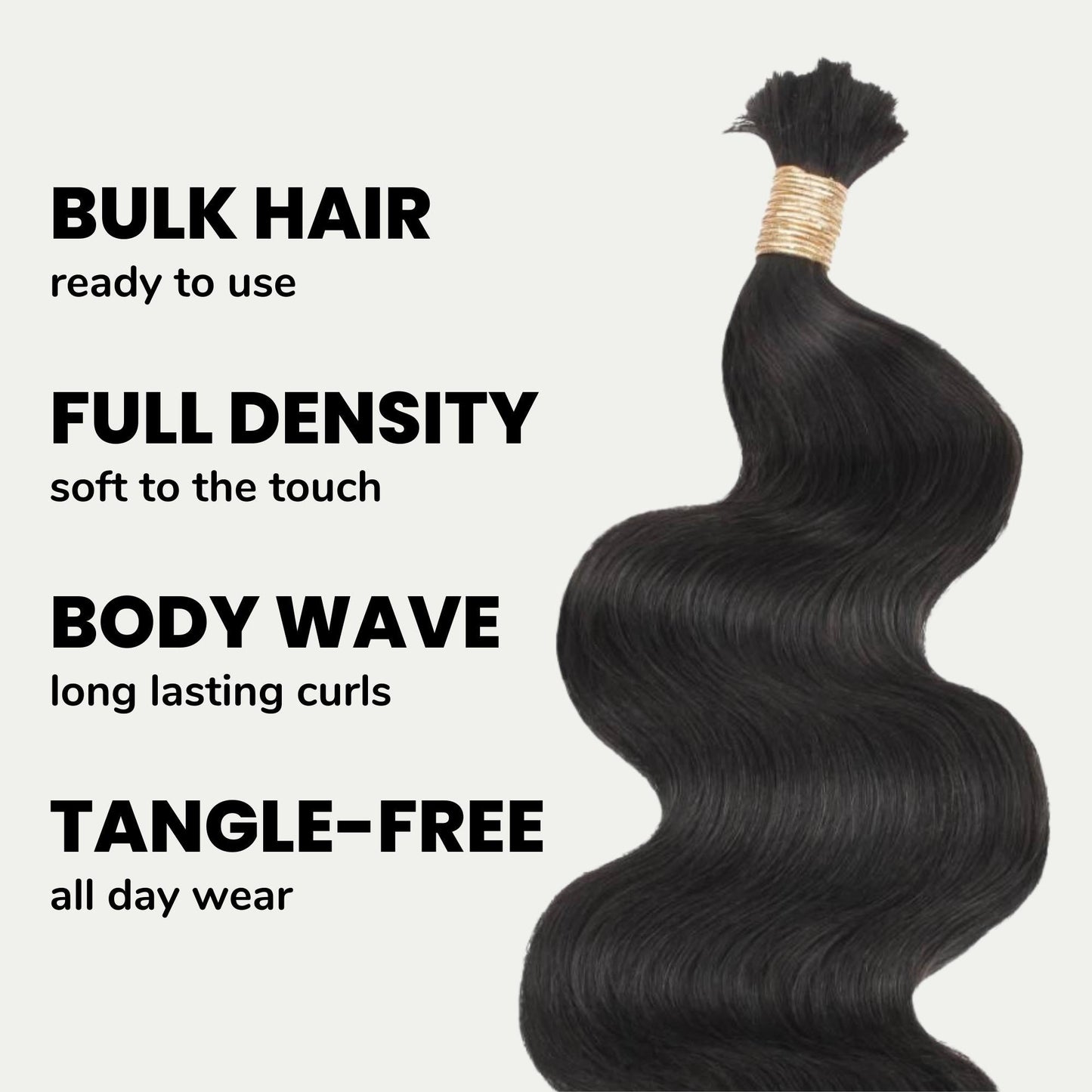 Natural 1B Body Wave Bulk Human Braiding Hair