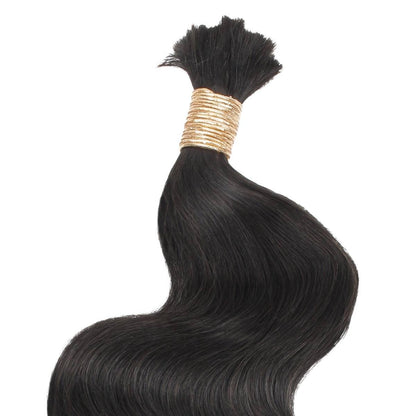 Natural 1B Body Wave Bulk Human Braiding Hair