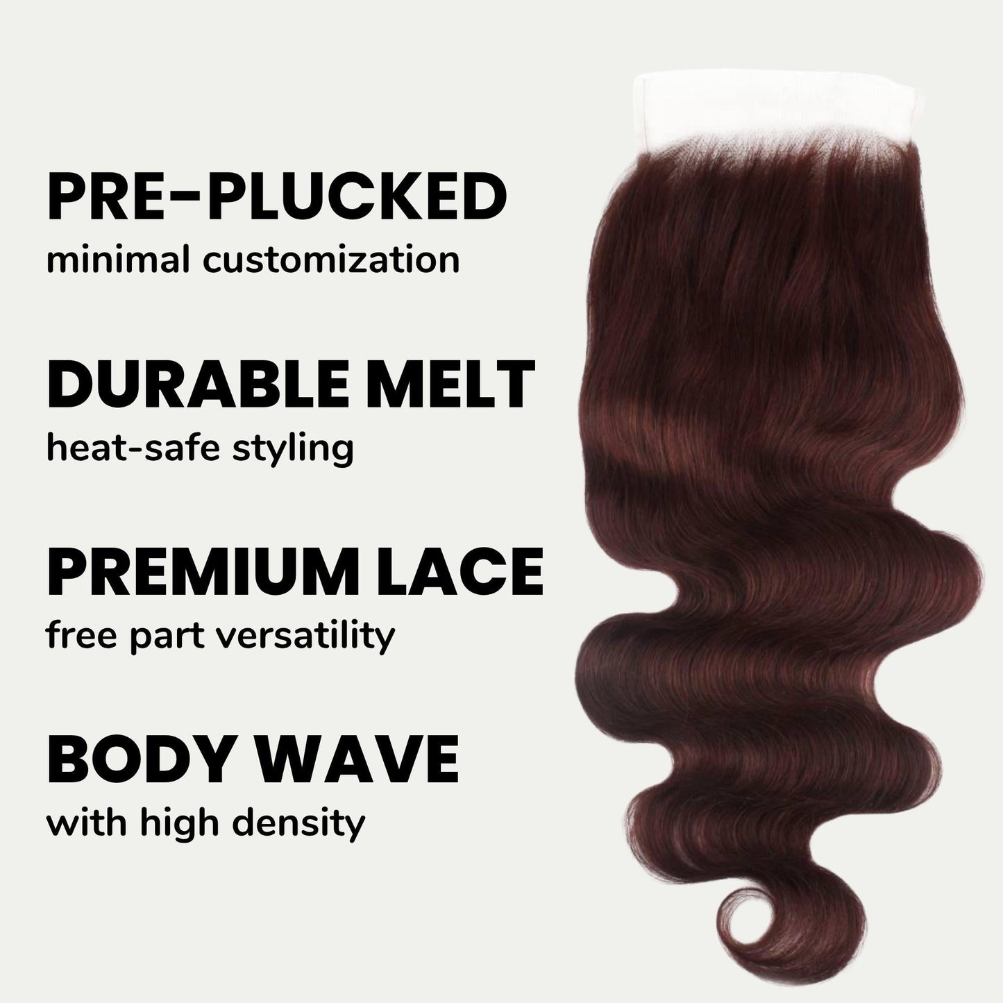 Burgundy Body Wave 5x5 HD Lace Closure