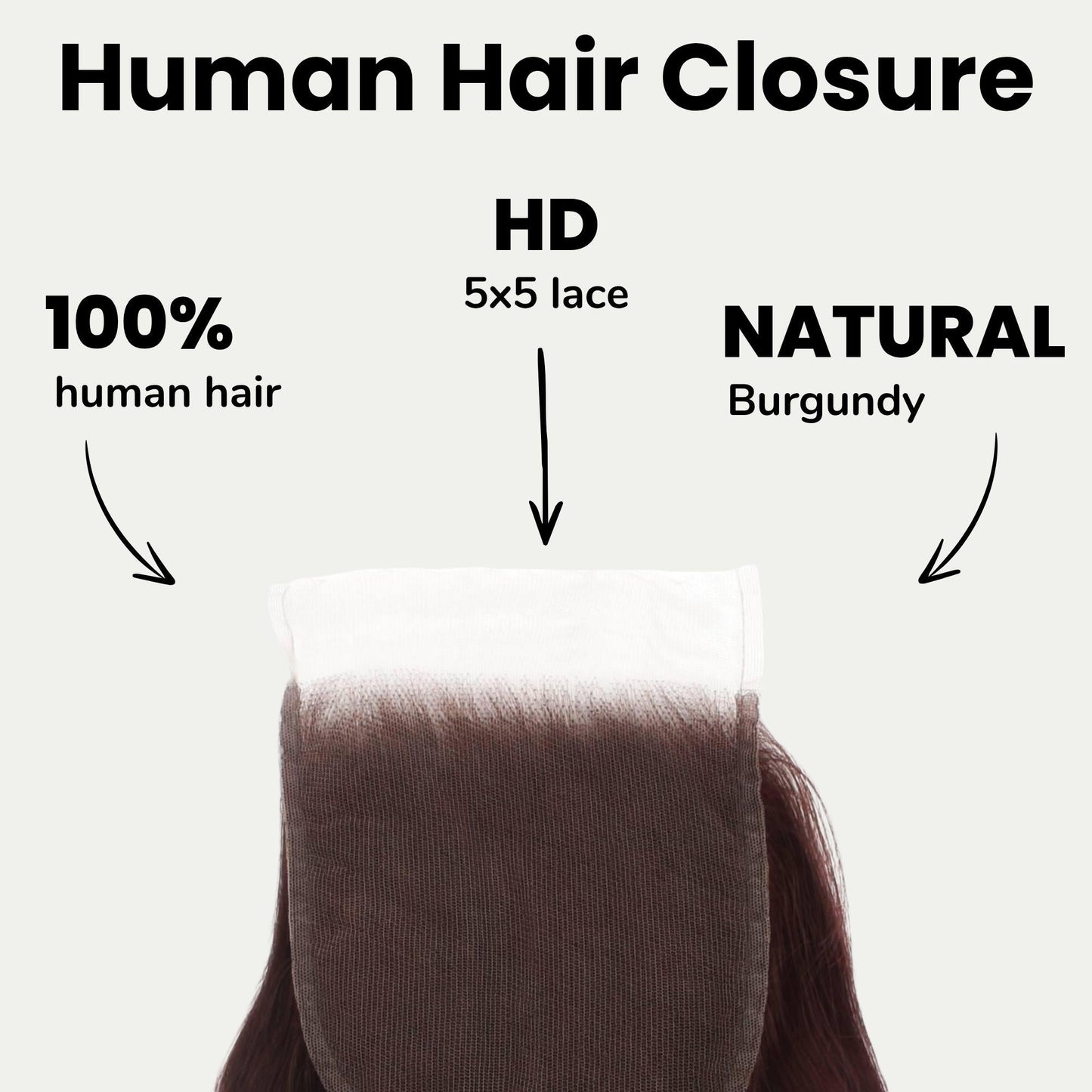 Burgundy Body Wave 5x5 HD Lace Closure