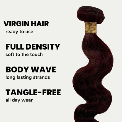 Hair extensions with text highlighting features on a white background