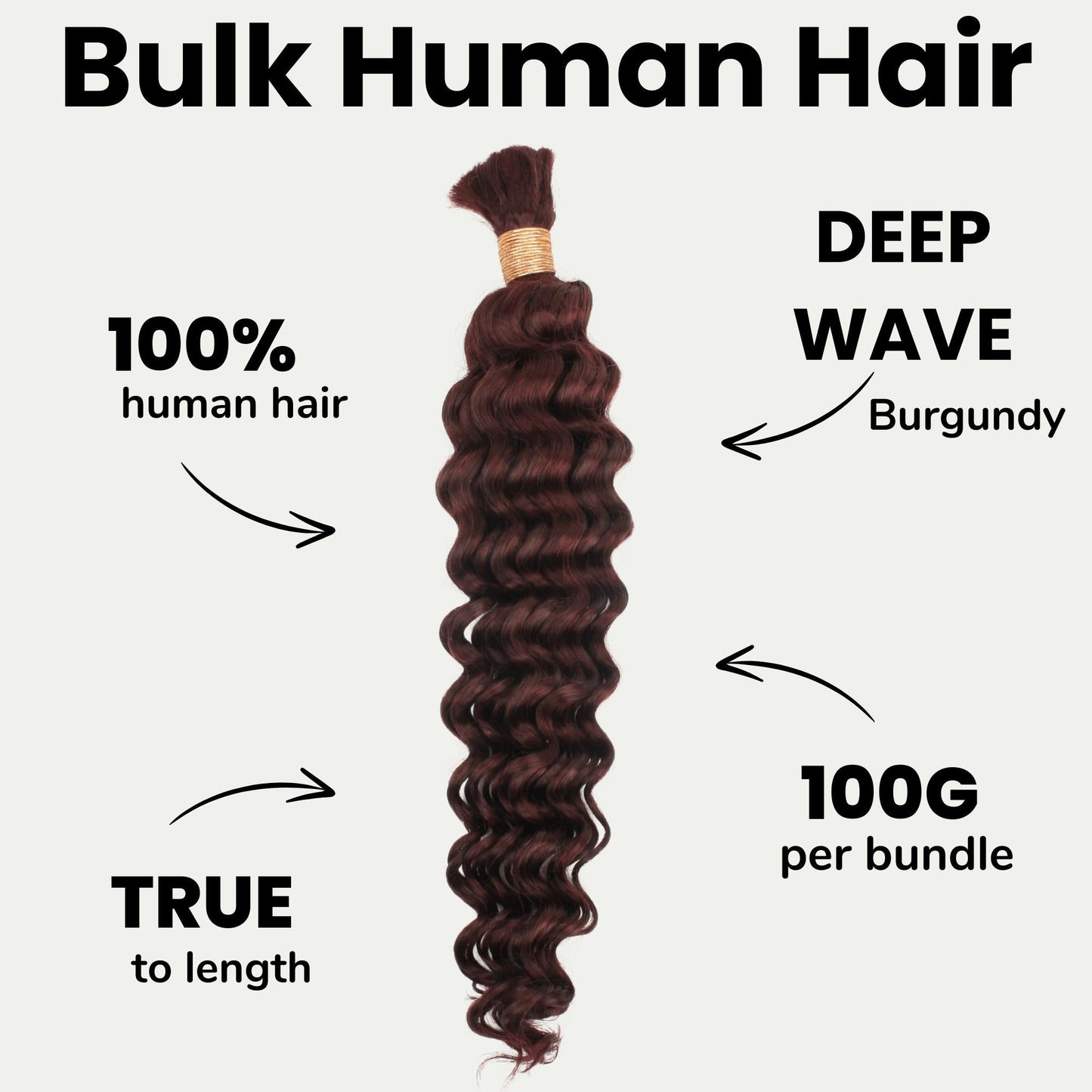 #99J Burgundy, Deep Wave Bulk Braiding Hair