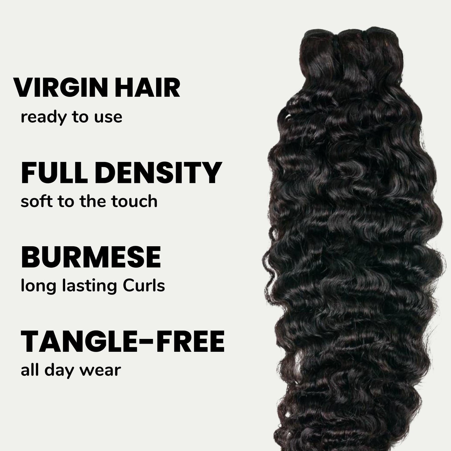 Burmese Curly Hair Bundles - 1B Natural Black