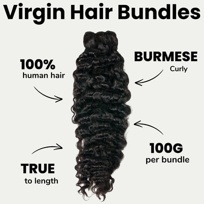 Burmese Curly Hair Bundles - 1B Natural Black