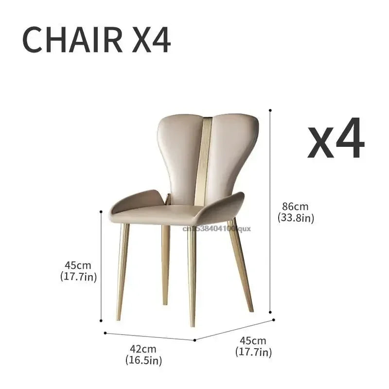 Beige chair with dimensions labeled on a white background