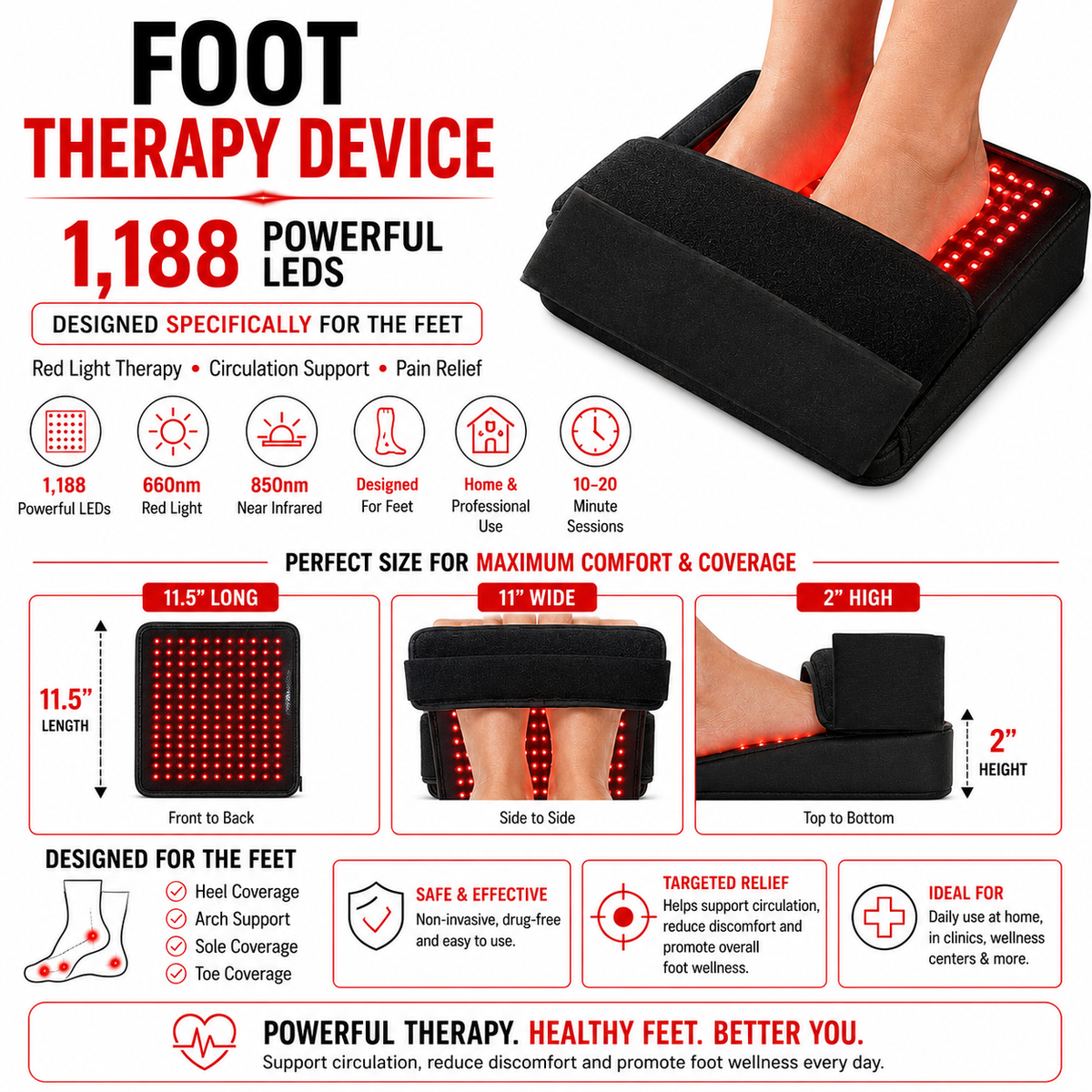 Red Light Therapy Kit for Feet | 3 Devices