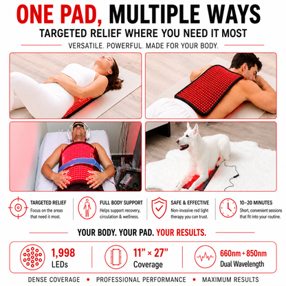 Large Red Light Pad | 27 x 11 inches