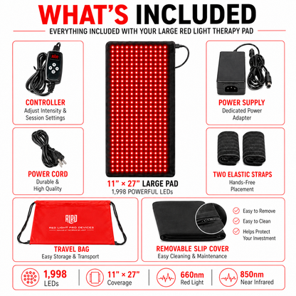Large Red Light Pad | 27 x 11 inches
