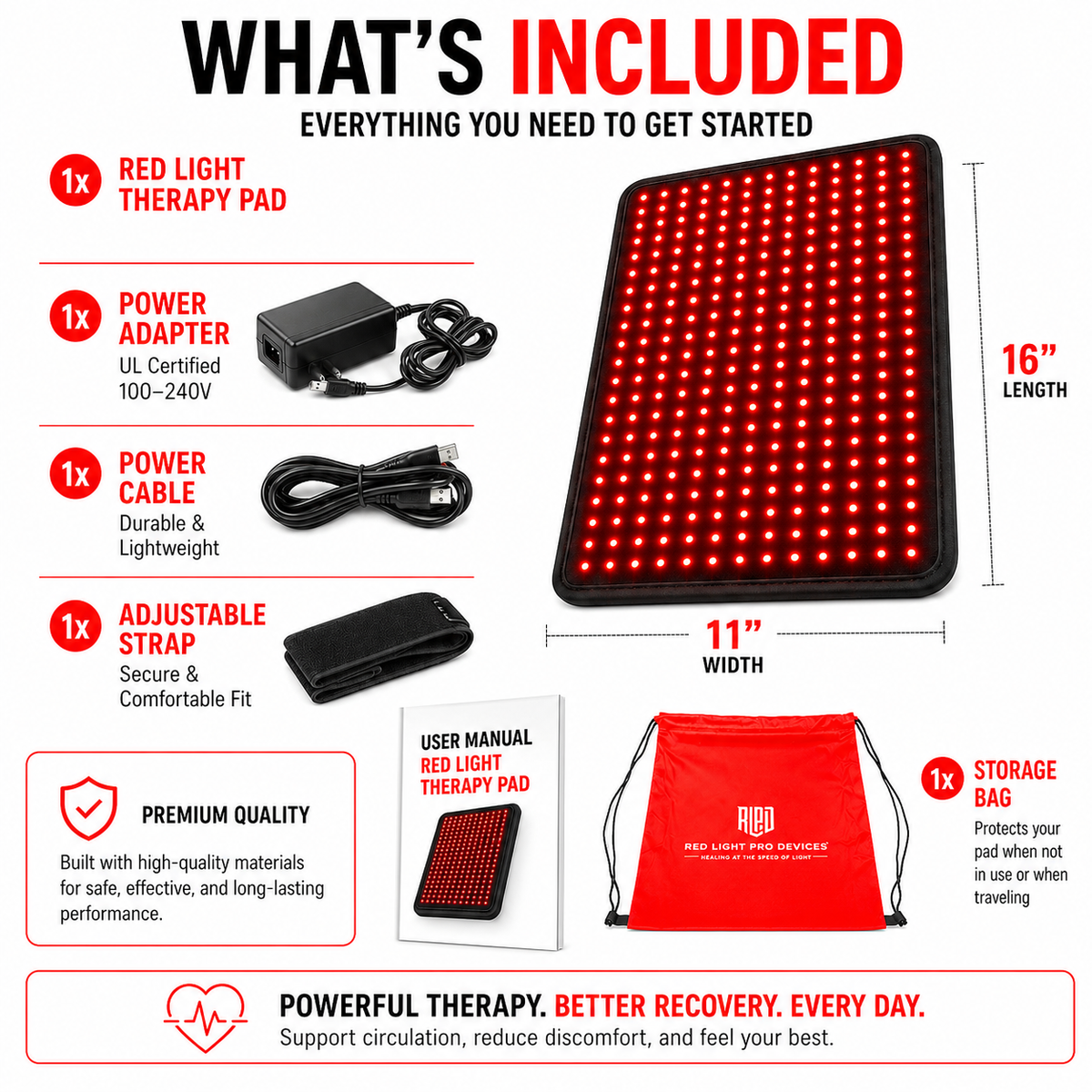 Medium Red Light Pad | 16 x 11 inches