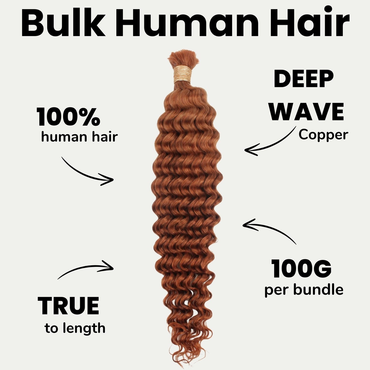 #350 Copper Deep Wave Bulk Braiding Hair