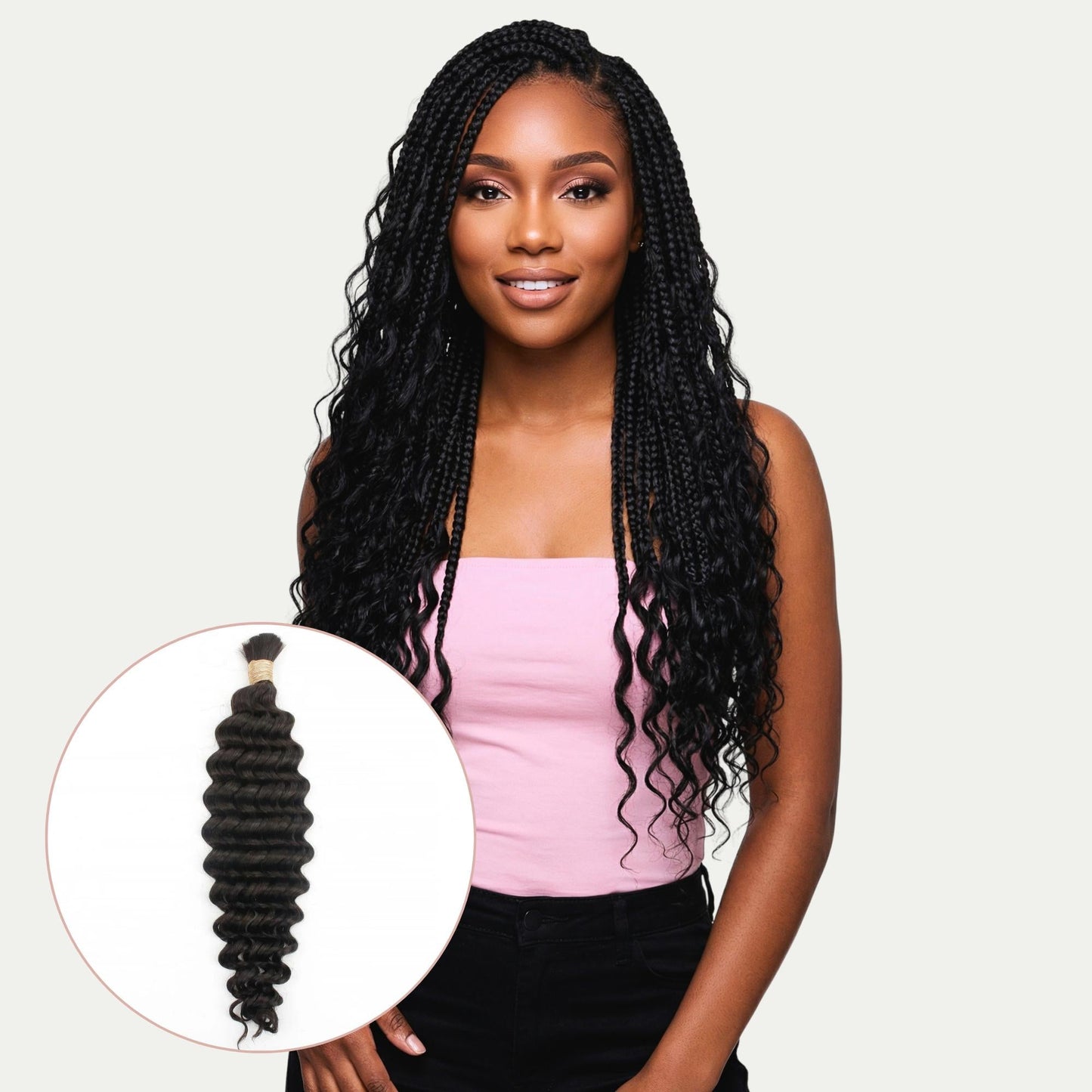 Natural 1B Deep Wave Bulk Braiding Hair