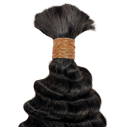Natural 1B Deep Wave Bulk Braiding Hair