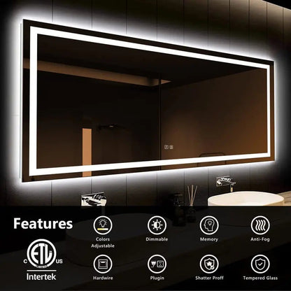 Deluxe Center Glow, LED Bathroom Mirror | Hausvita