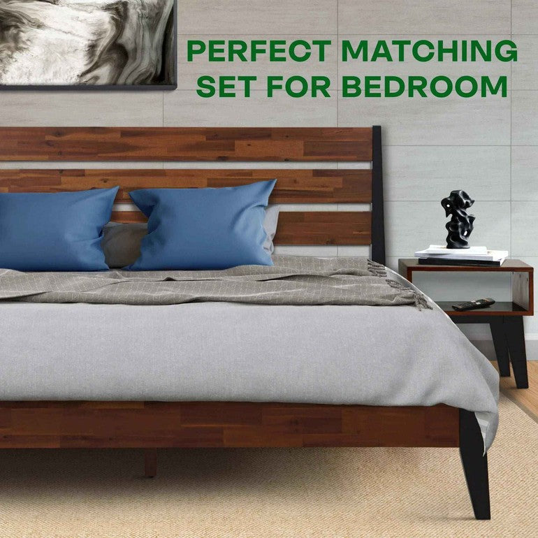 Emery Solid Wood Bed Frame & Nightstand Furniture Bundle