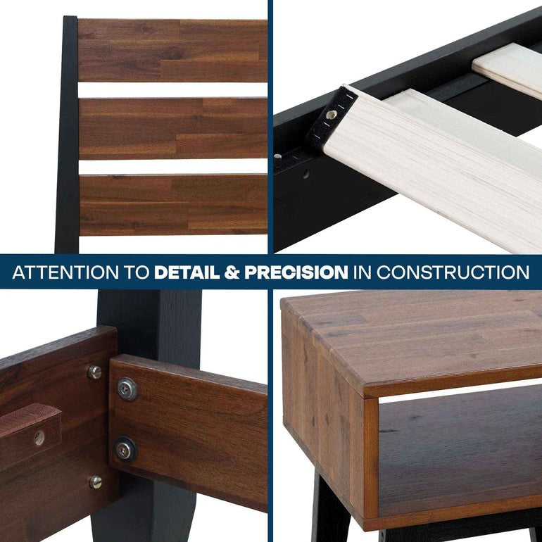 Emery Solid Wood Bed Frame & Nightstand Furniture Bundle