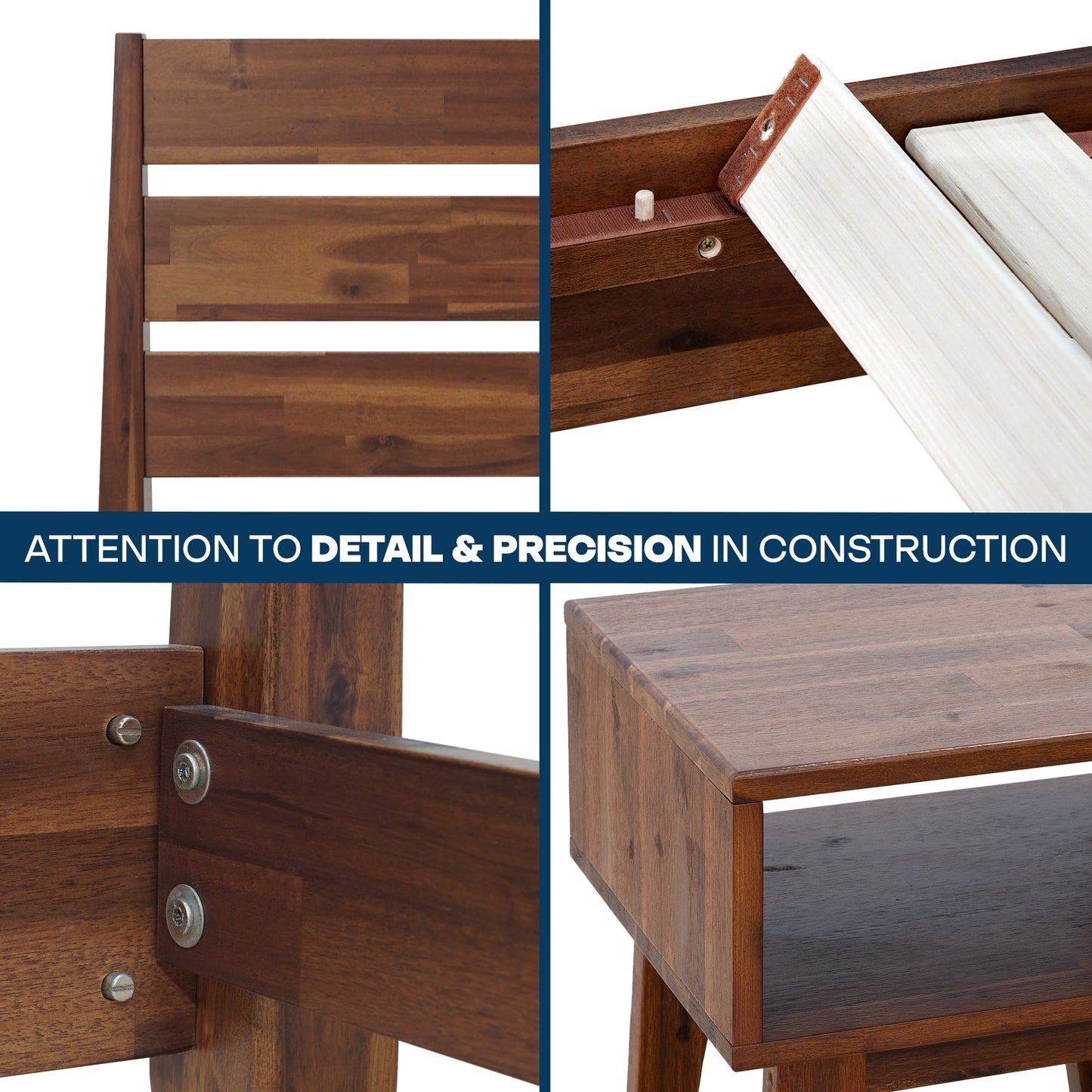 Emery Solid Wood Bed Frame & Nightstand Furniture Bundle