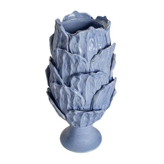 Foliage Periwinkle Ceramic Footed Vase