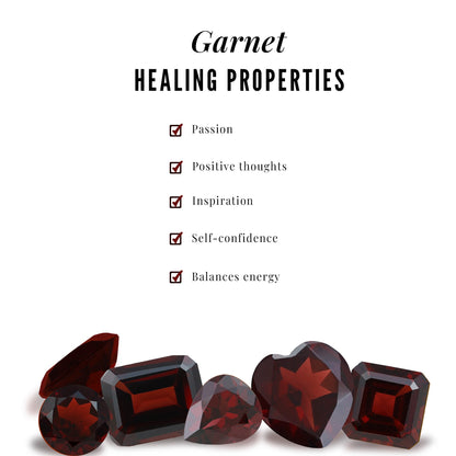 Natural Red Garnet Half Eternity Ring with Diamond