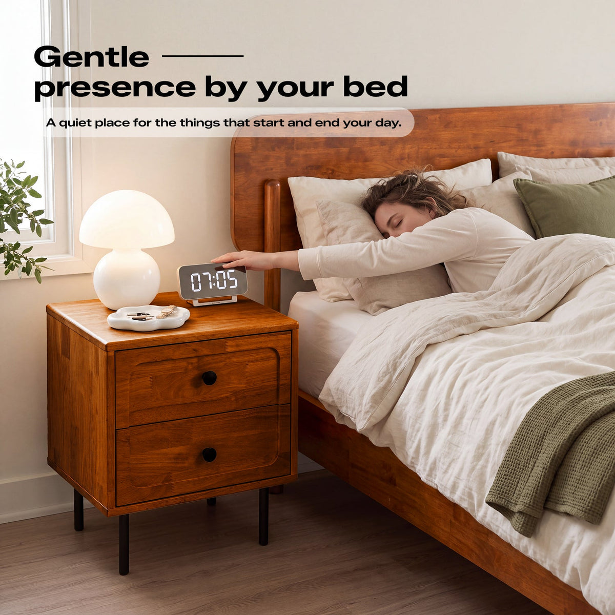 Savana Solid Wood 2-Drawer Nightstand
