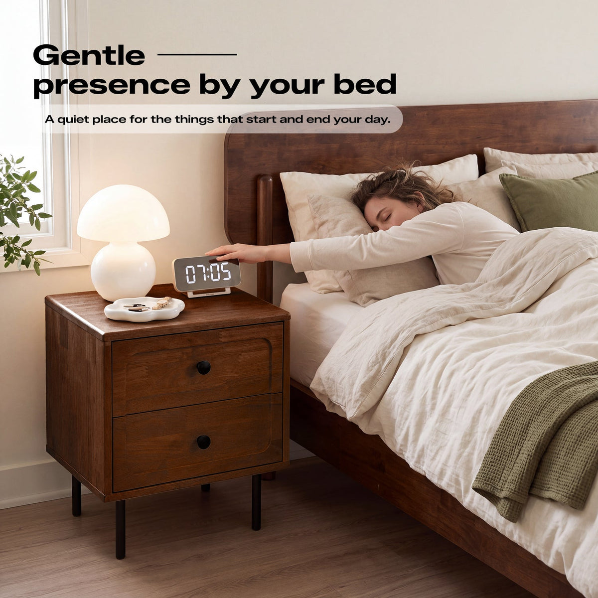 Savana Solid Wood 2-Drawer Nightstand
