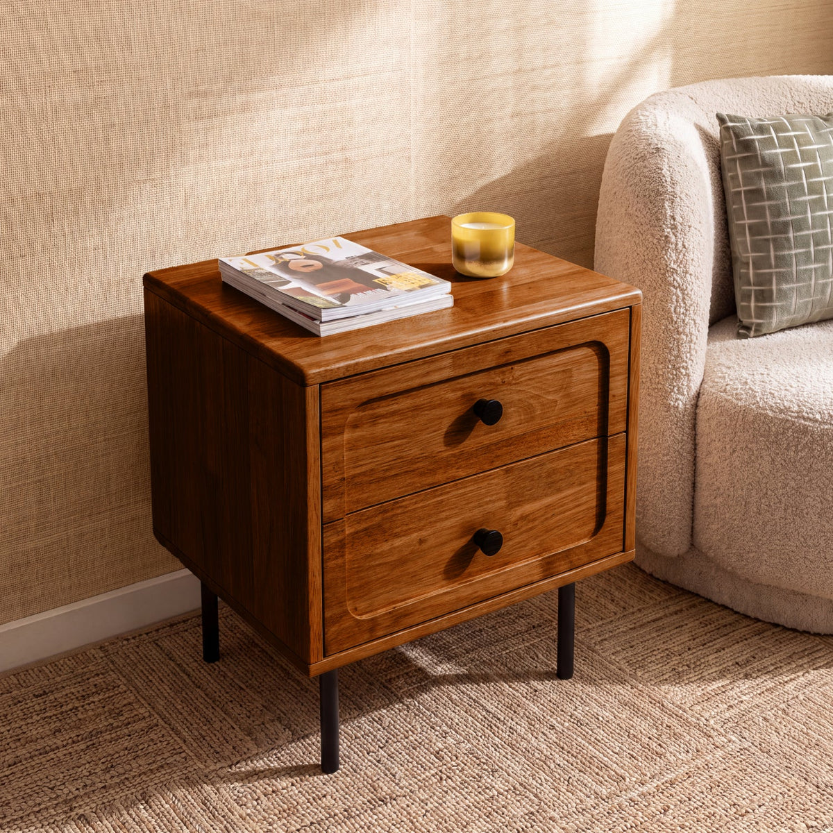 Savana Solid Wood 2-Drawer Nightstand