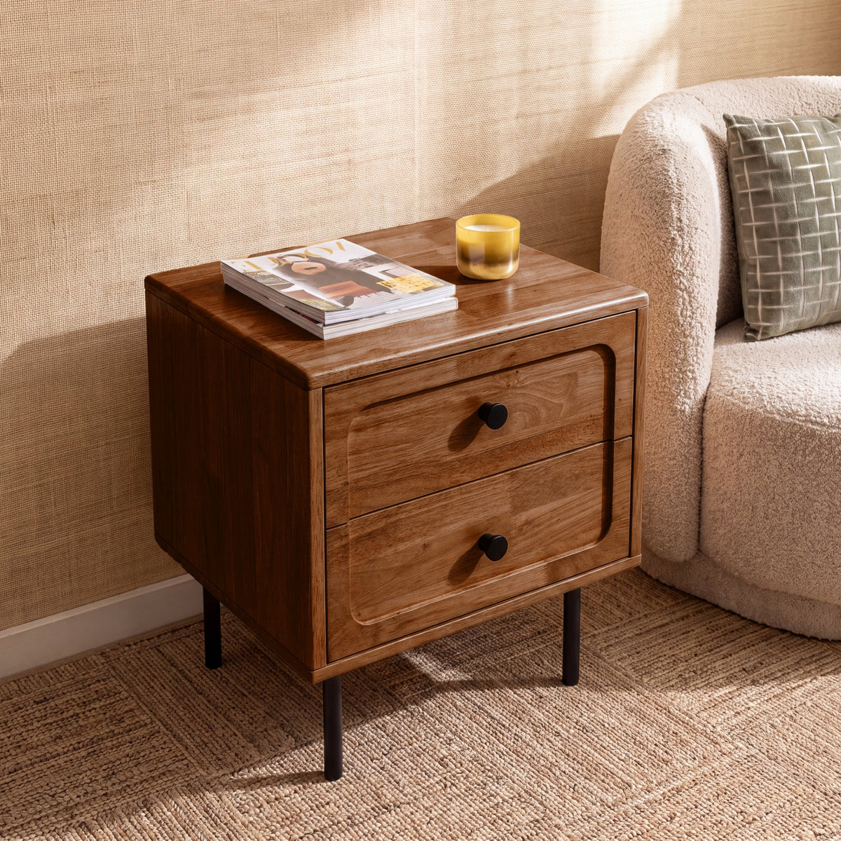 Savana Solid Wood 2-Drawer Nightstand
