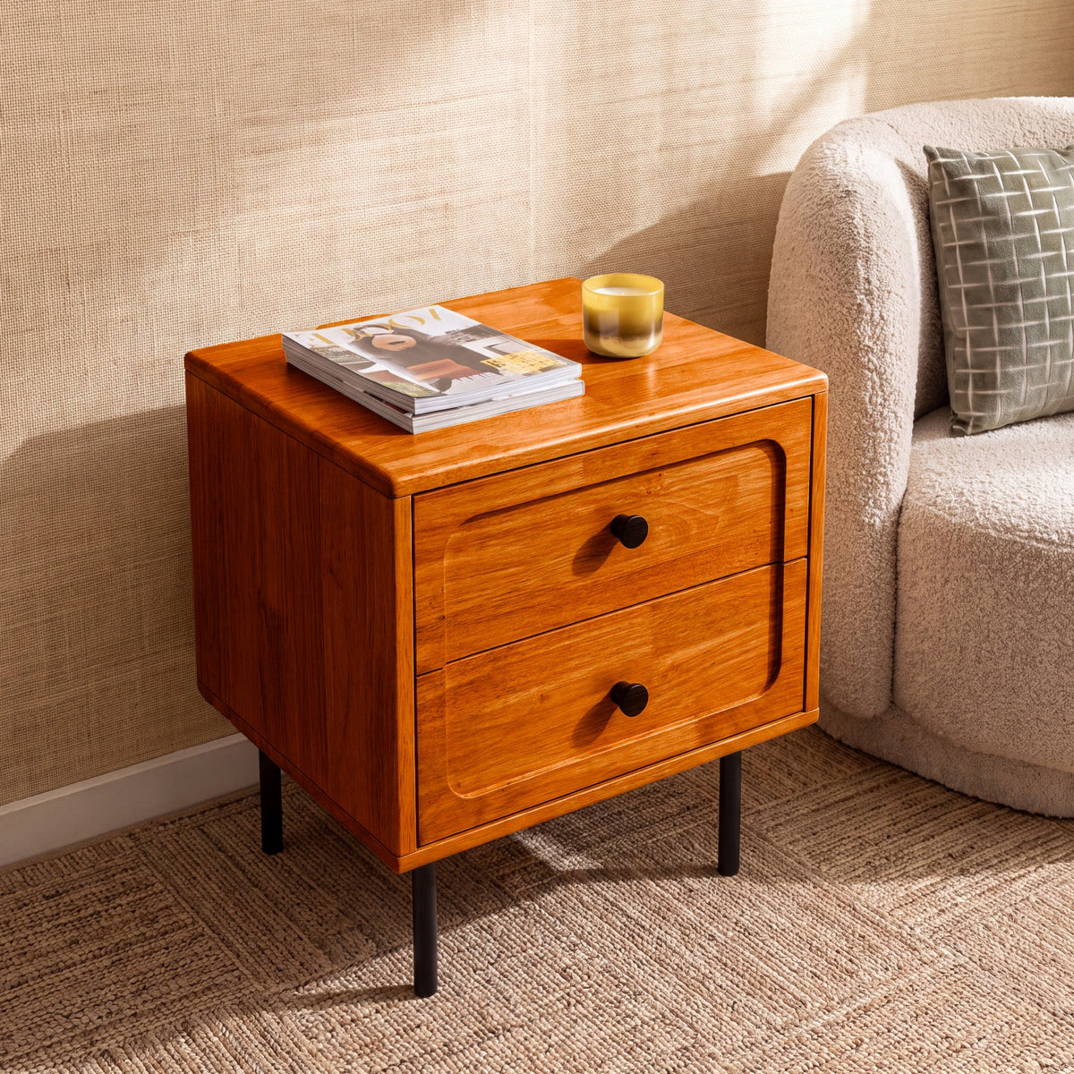 Savana Solid Wood 2-Drawer Nightstand