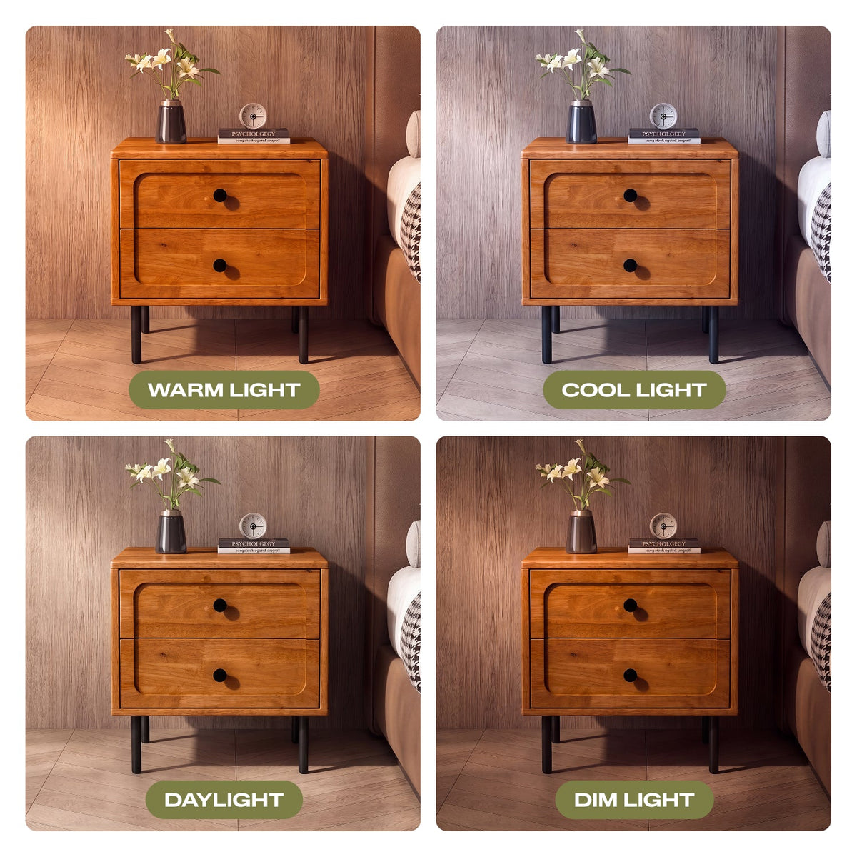 Savana Solid Wood 2-Drawer Nightstand