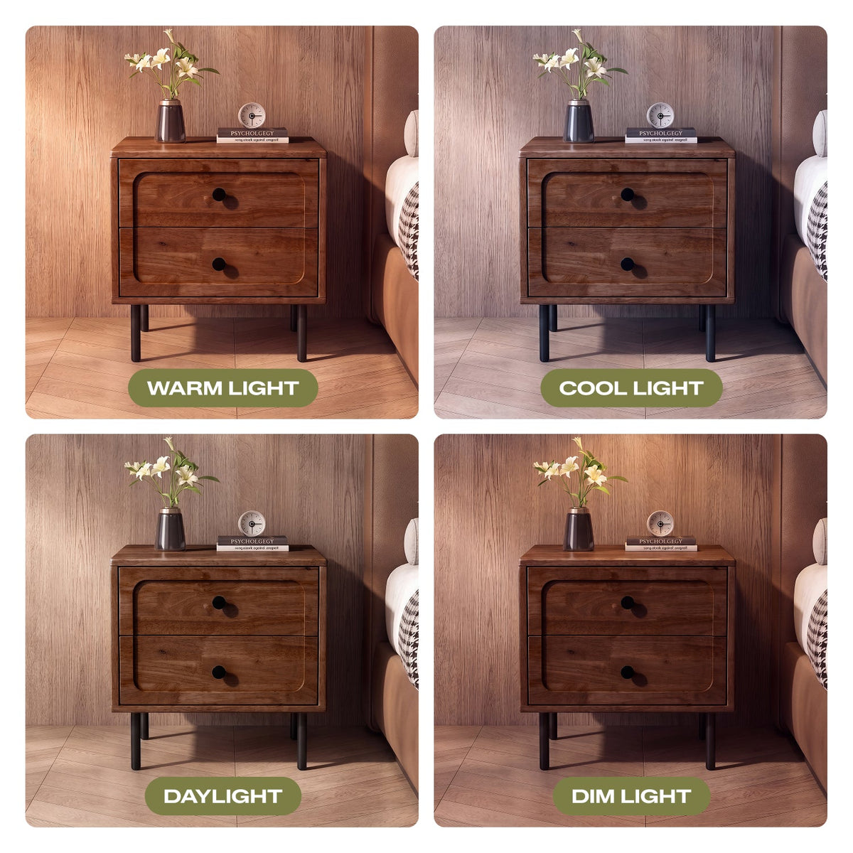 Savana Solid Wood 2-Drawer Nightstand
