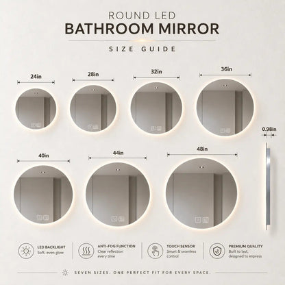 Round Backlit LED BATHROOMS Vanity  Mirrors With Dimmable Lights