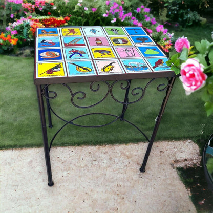 Handmade Accent Tile End Table | Talavera Lotería Tiles