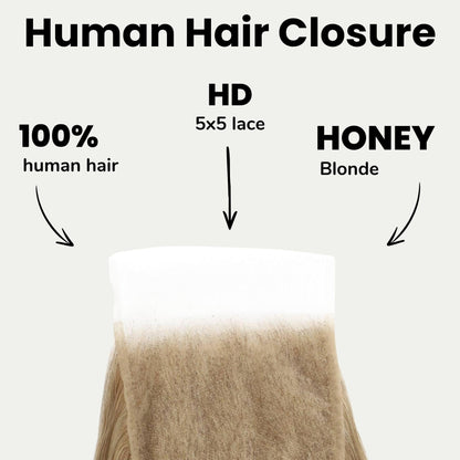 #27 Honey Blonde Body Wave 5x5 HD Lace Closure