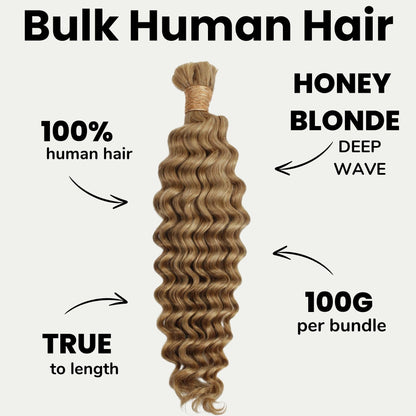 #27 Honey Blonde Deep Wave Bulk Braiding Hair