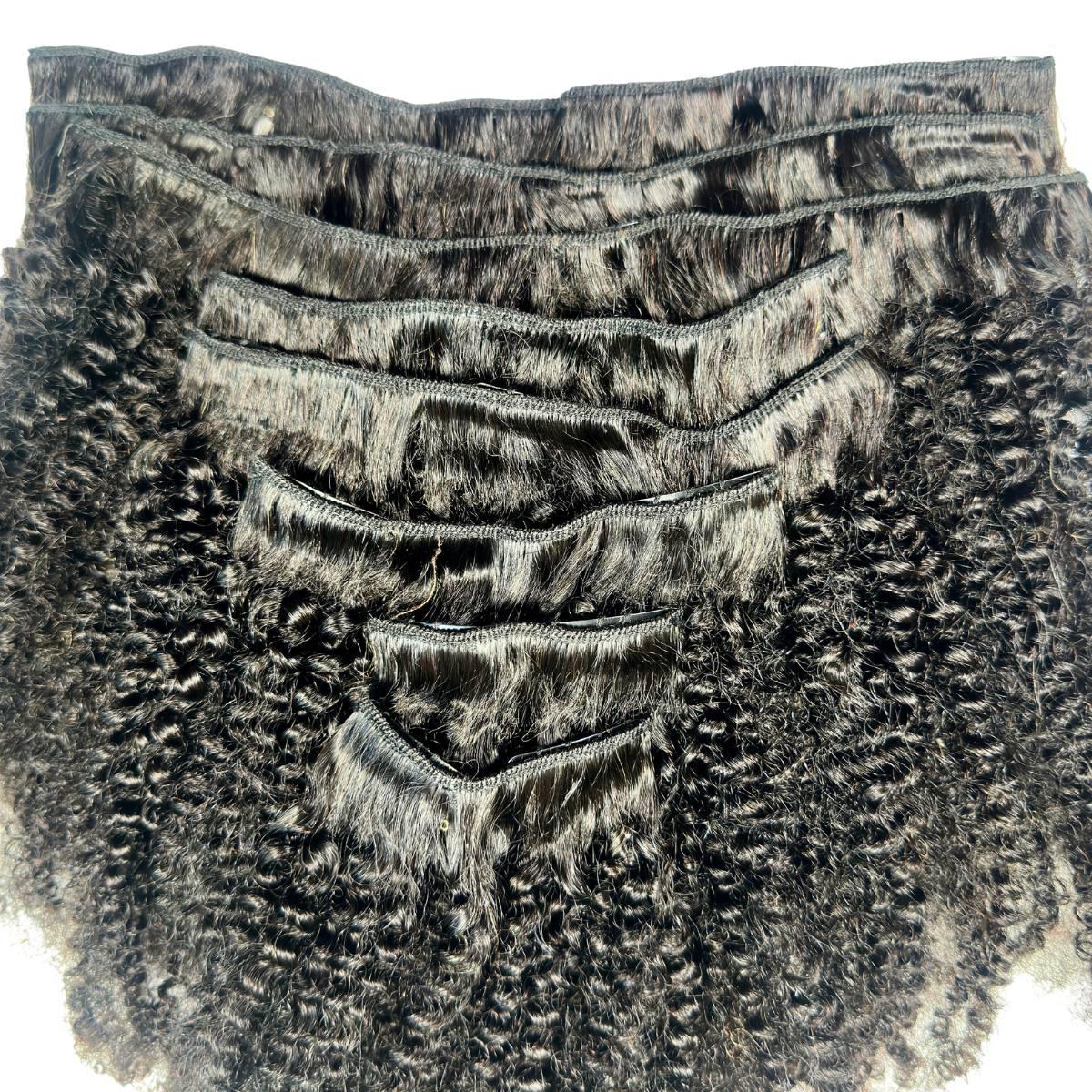 Afro Textured Curly Clip-In 100% Human Hair Extensions