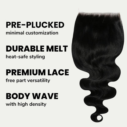 #1 Jet Black Body Wave 6x6 HD Lace Closure