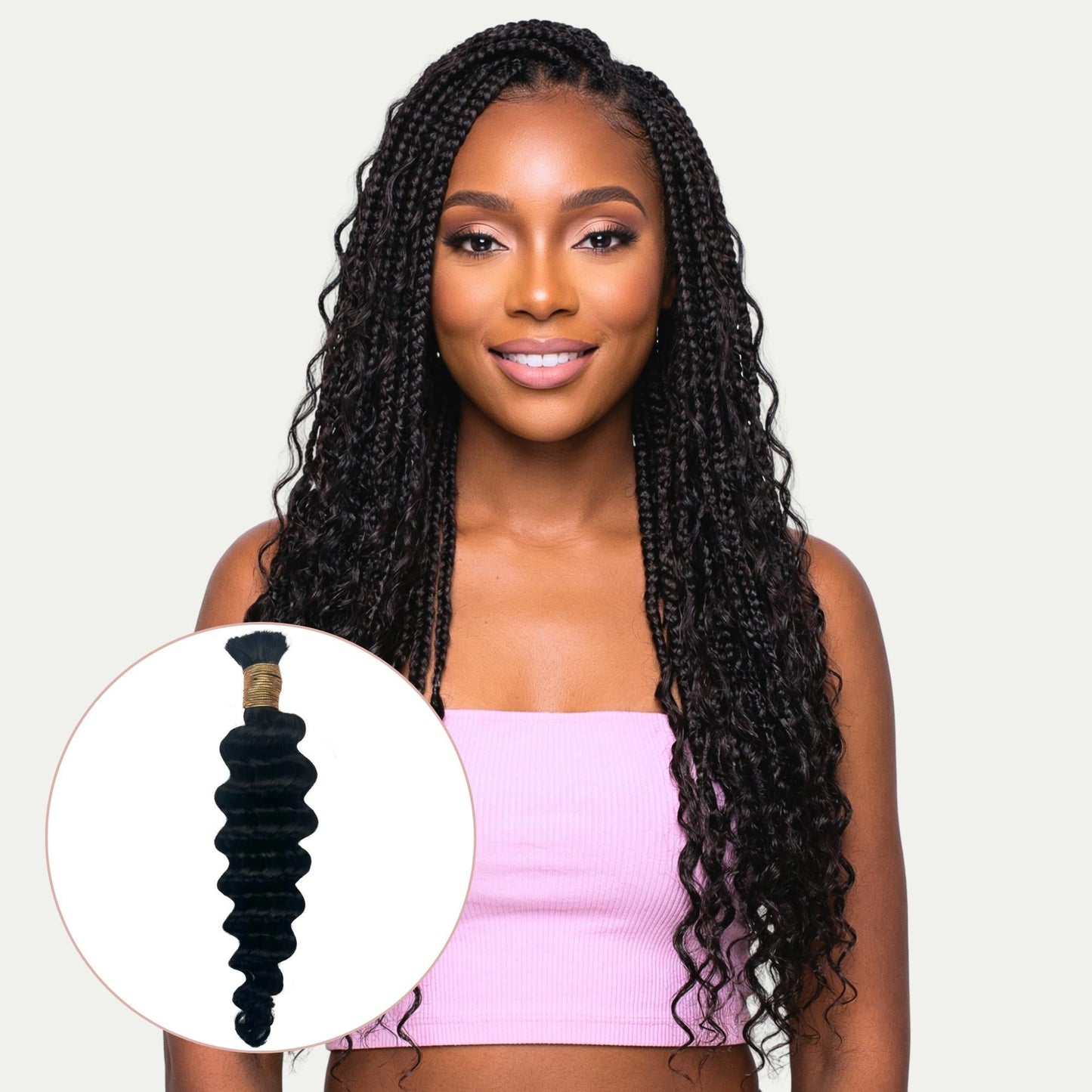 #1 Jet Black, Deep Wave Bulk Braiding Hair