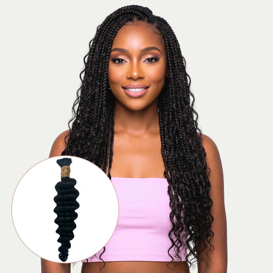 #1 Jet Black, Deep Wave Bulk Braiding Hair