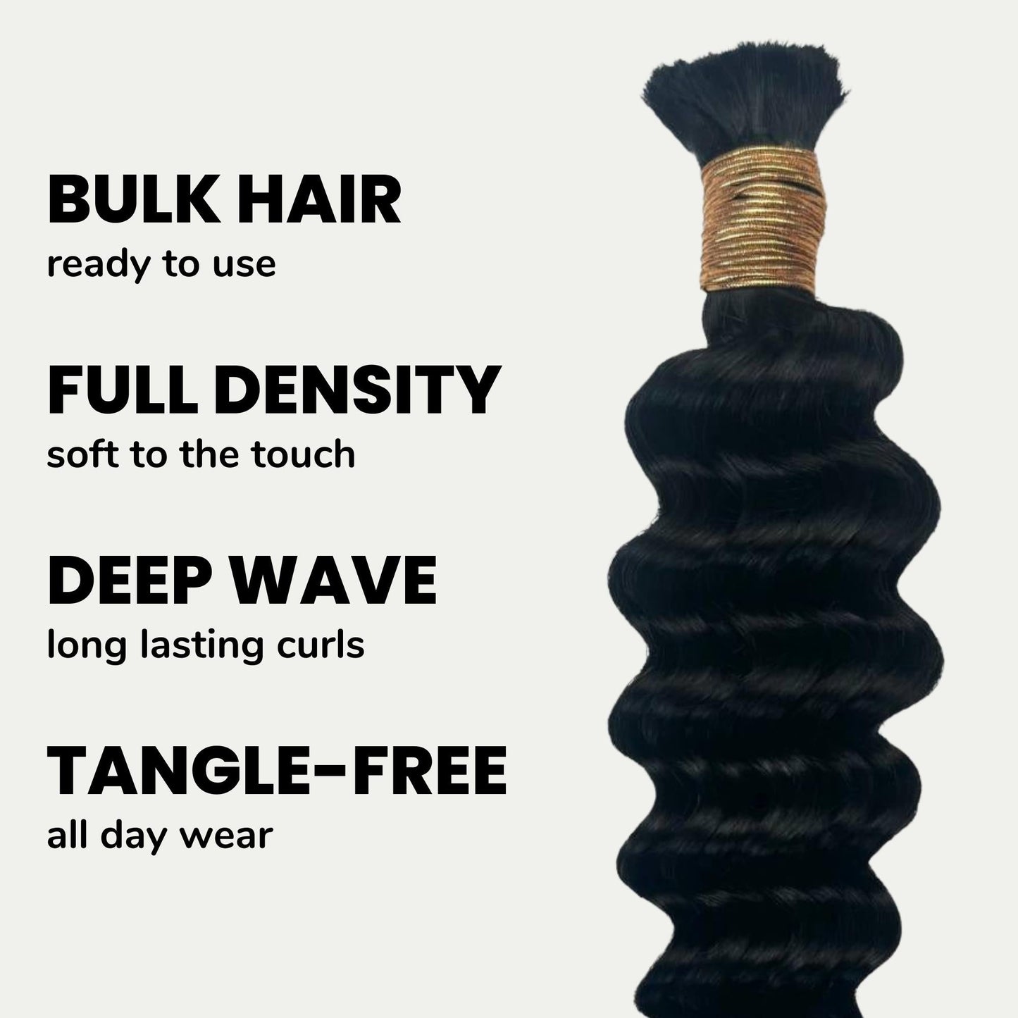 #1 Jet Black, Deep Wave Bulk Braiding Hair