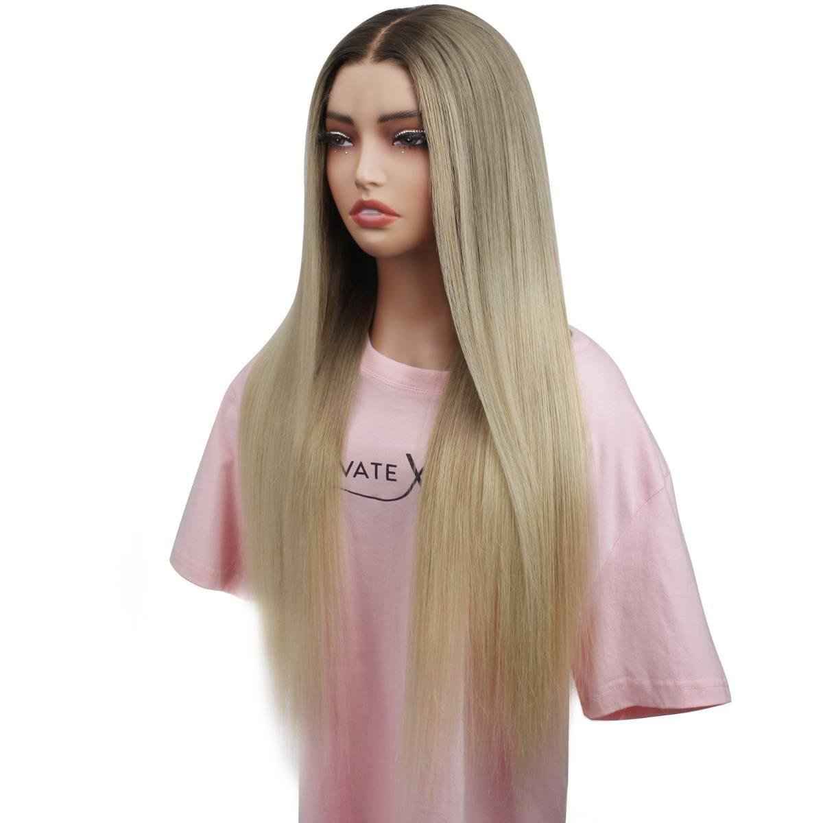 Jezebel Straight Multi-tone Blonde Glueless 5x5 HD Lace Human Hair Closure Wig, Professionally Colored
