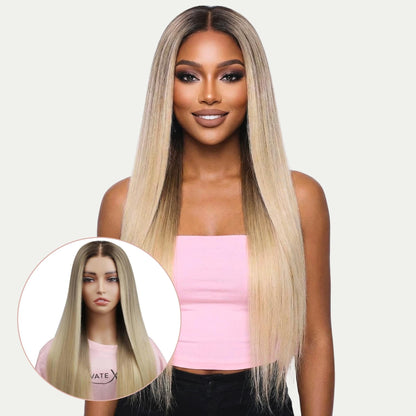 Jezebel Straight Multi-tone Blonde Glueless 5x5 HD Lace Human Hair Closure Wig, Professionally Colored