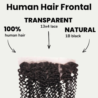 Textured Curly 13x4 Transparent Lace Human Hair Frontal