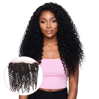 Textured Curly 13x4 Transparent Lace Human Hair Frontal