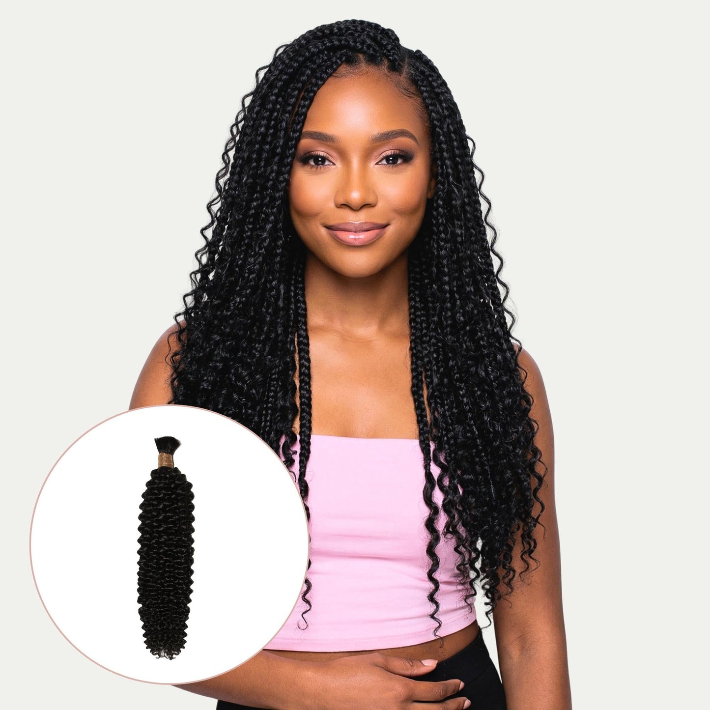 Natural 1B Textured Curly Bulk Braiding Hair