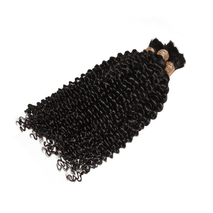 Natural 1B Textured Curly Bulk Braiding Hair